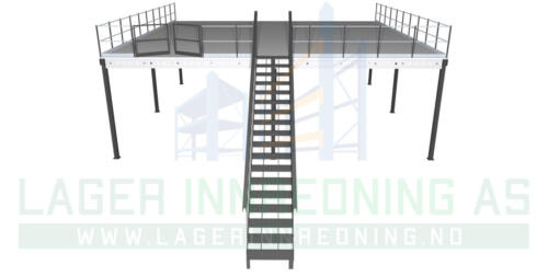 MESANIN MED UTENPÅLIGGENDE TRAPP MIDTSTILT - M